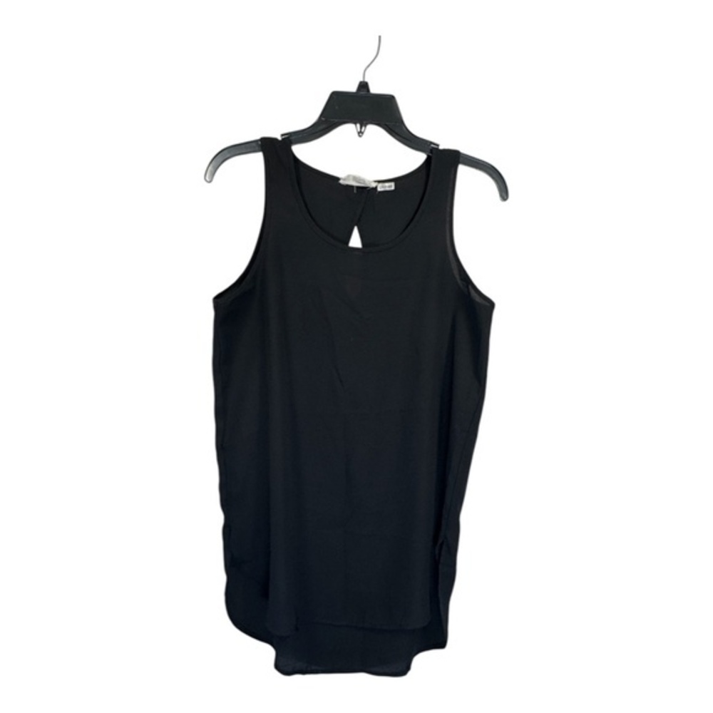 Pink Rose Sleeveless Blouse Womens Size Medium Black Chiffon Cut Out Long